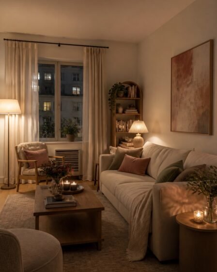 Layered apartment lighting without a ceiling fixture